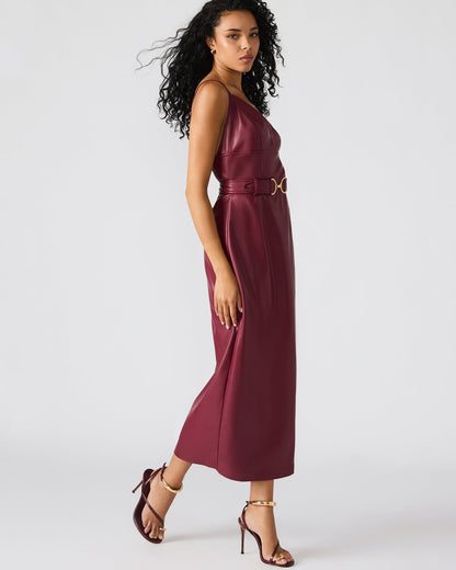 KAILEY Cordovan Faux Leather Sleeveless Midi Women's Dress