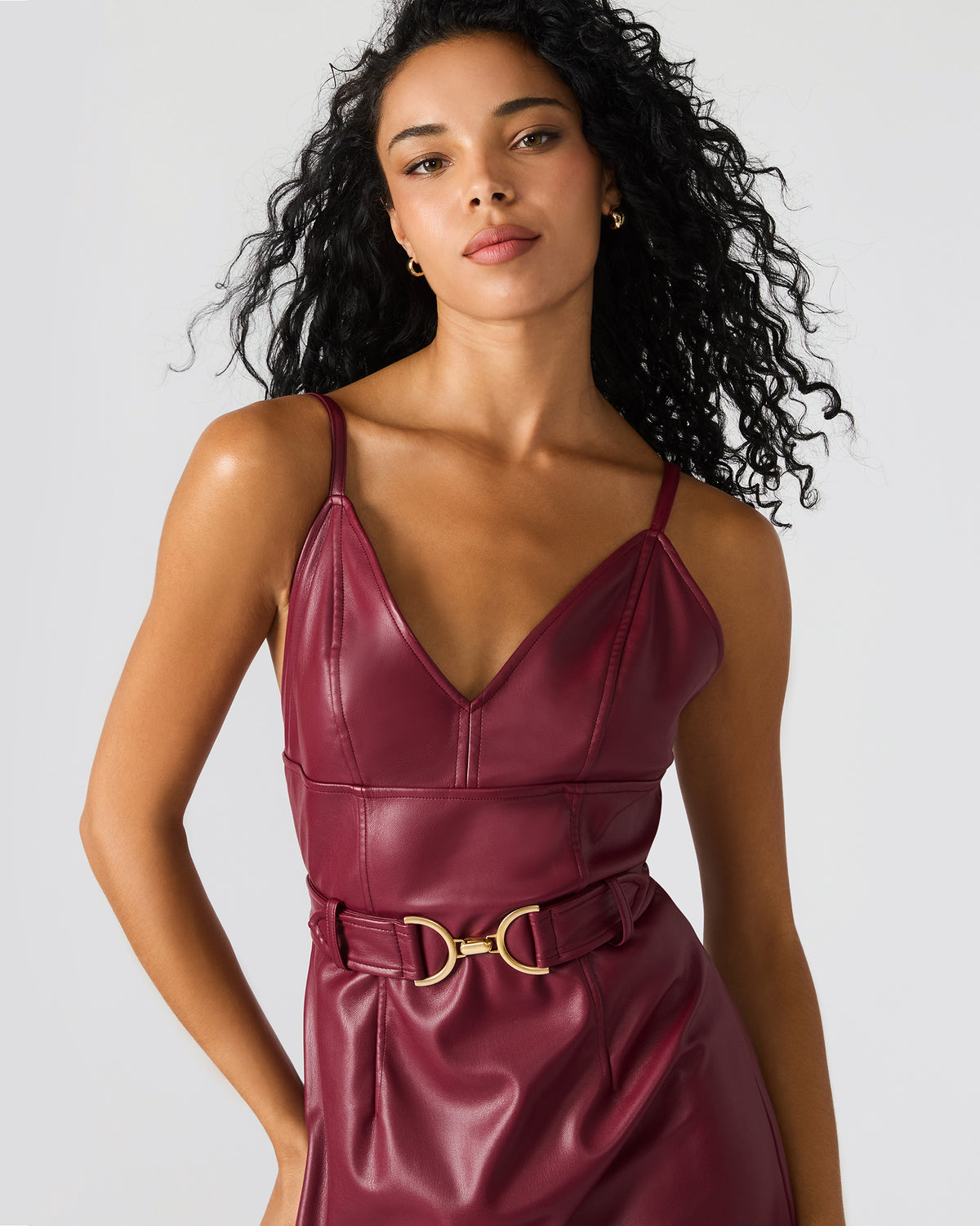 KAILEY Cordovan Faux Leather Sleeveless Midi Women's Dress
