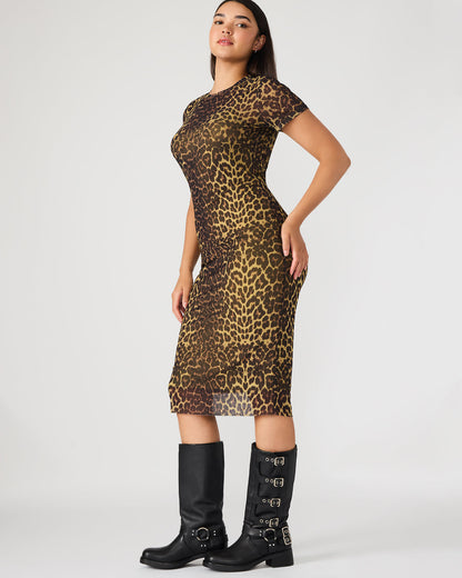 HAILEE Hot Sports Print Mesh Short-Sleeved Bodycon Women's Dress