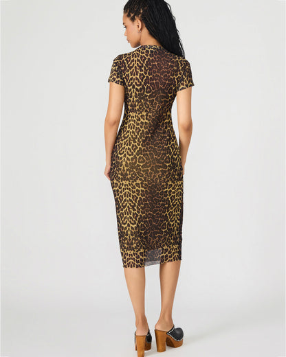 HAILEE Hot Sports Print Mesh Short-Sleeved Bodycon Women's Dress