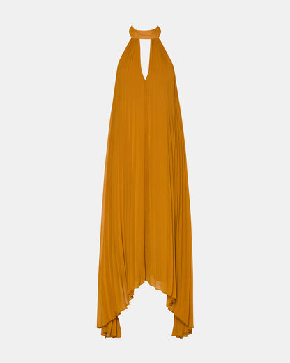 MARAYA Tuscan Gold Flowy Halter Women's Maxi Dress