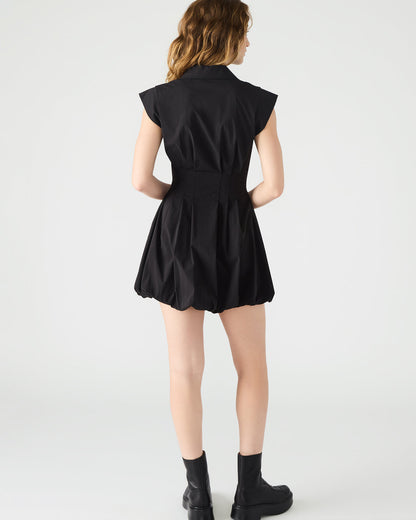 DYANNE Black Women's Zip-Front Bubble-Hem Dress