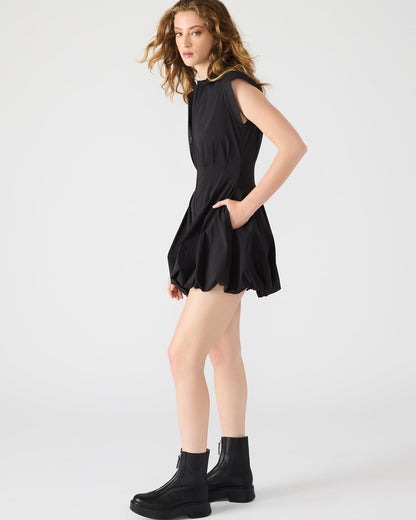 DYANNE Black Women's Zip-Front Bubble-Hem Dress