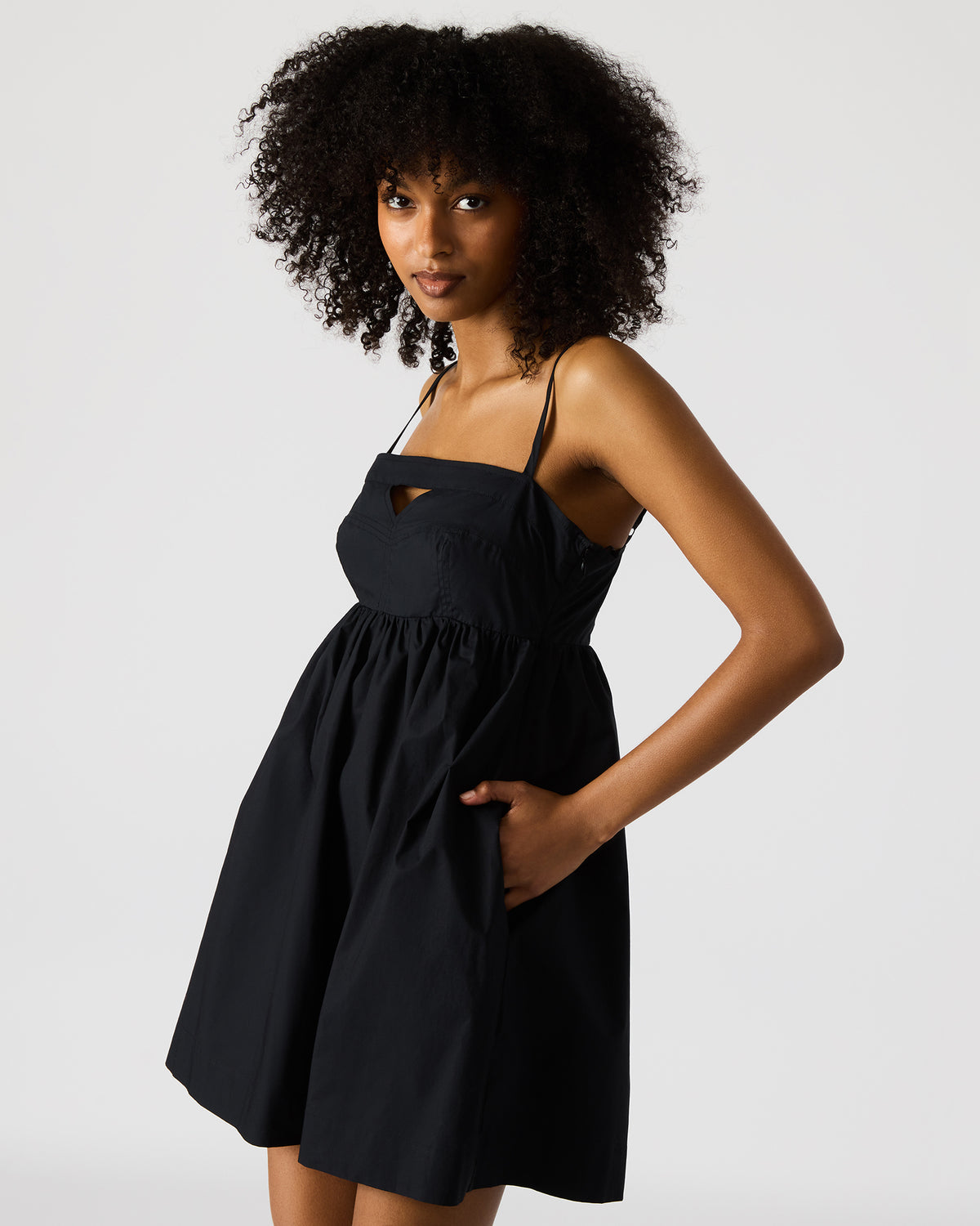 MEADOW Black Mini Cut-Out Flowy Dress