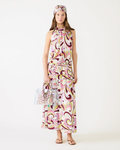 GALA Dress Petal Paisley Maxi Halter Neck Flowy Open-Back Women's Dress