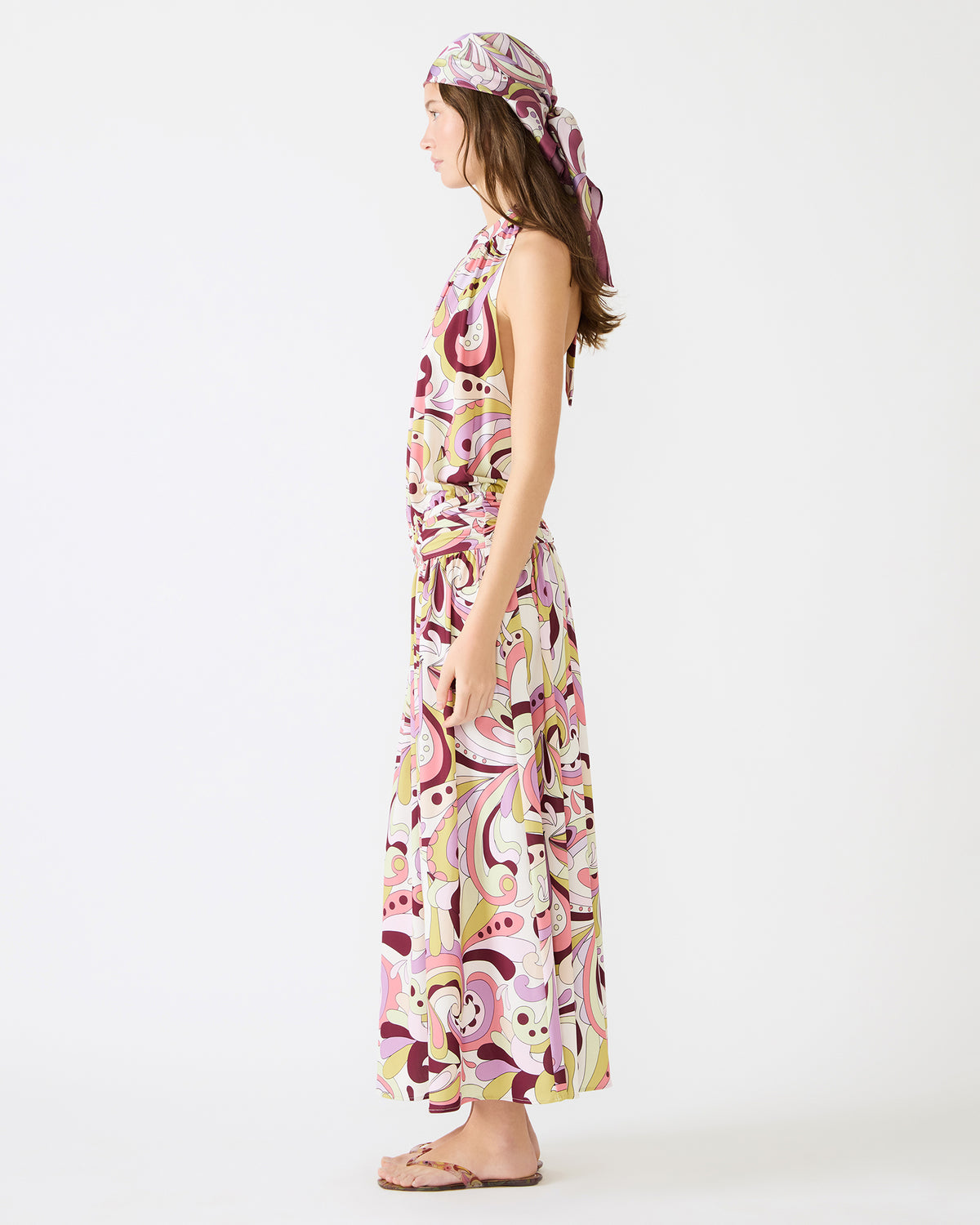 GALA Dress Petal Paisley Maxi Halter Neck Flowy Open-Back Women's Dress