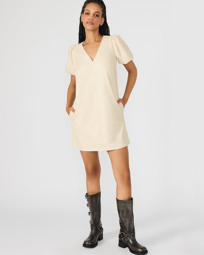 TILLY Bone Short-Sleeved Faux Leather Women's Dress