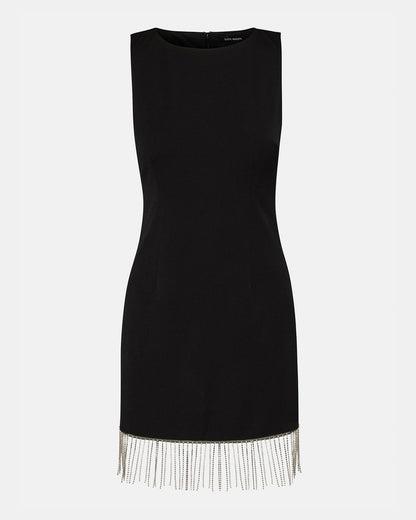 ELENORA Dress Black | Women's Sleeveless Bodycon Rhinestone Fringe Dress