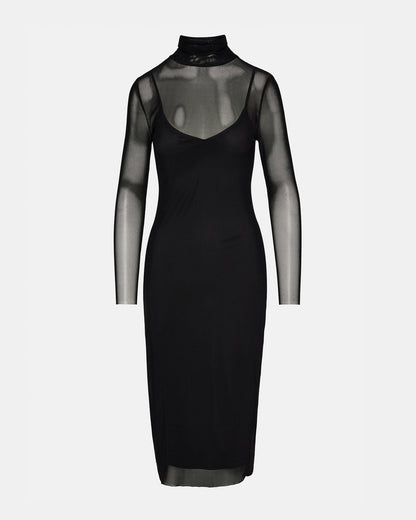 VIVIENNE Black Women's Mock Neck Midi Dress