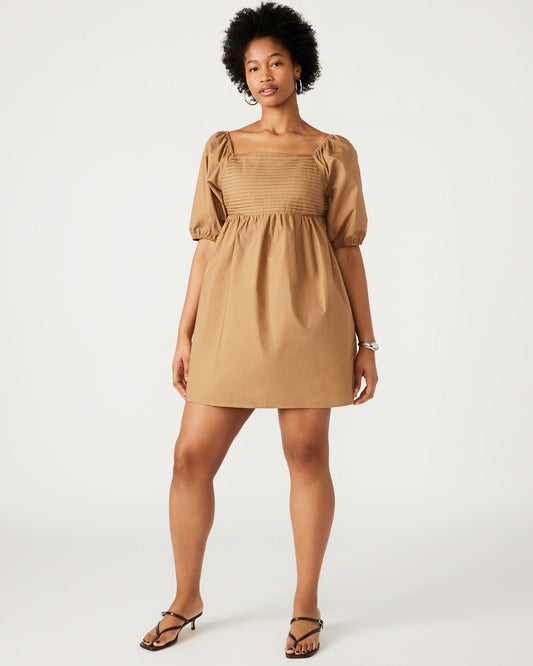 INARA Dress Beige | Women's Puff Sleeve Mini Dress