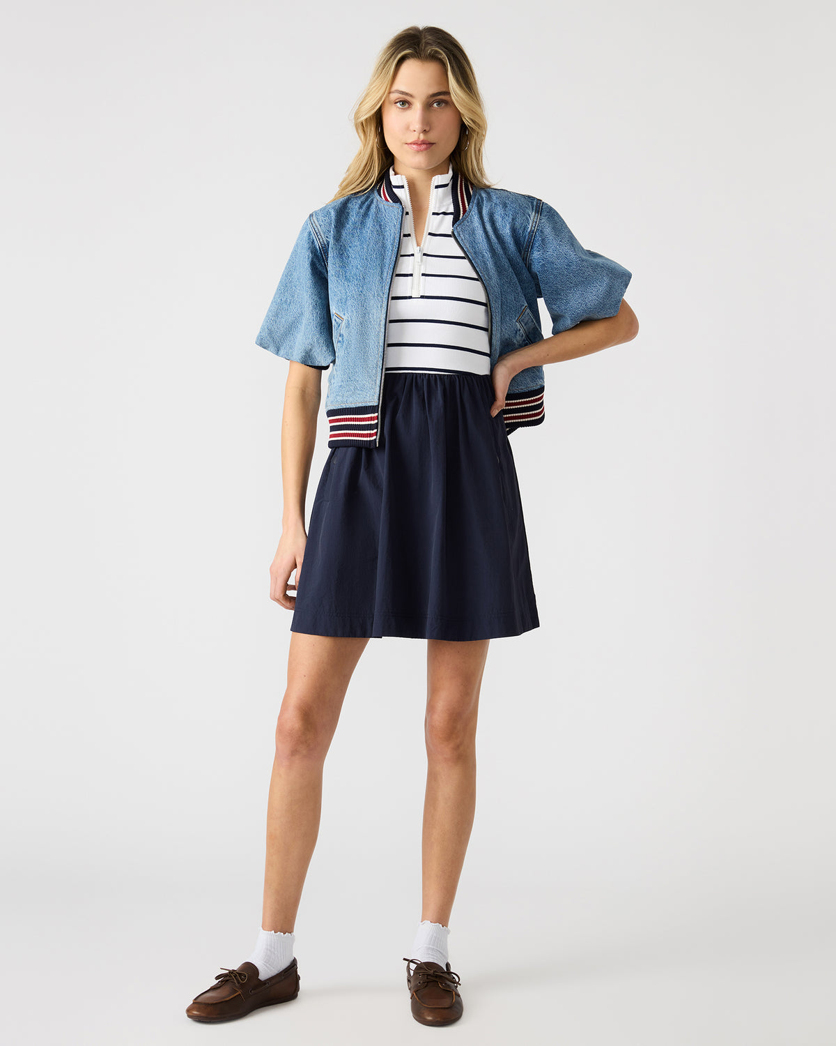 LYON Navy Women's Collared Sleeveless Flowy Dress