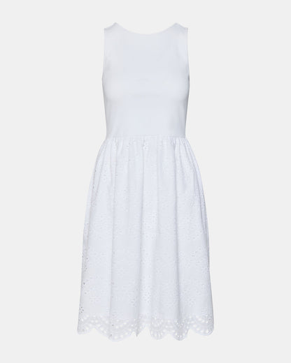 JULIAN White Women's Eyelet Sleeveless Midi Dress