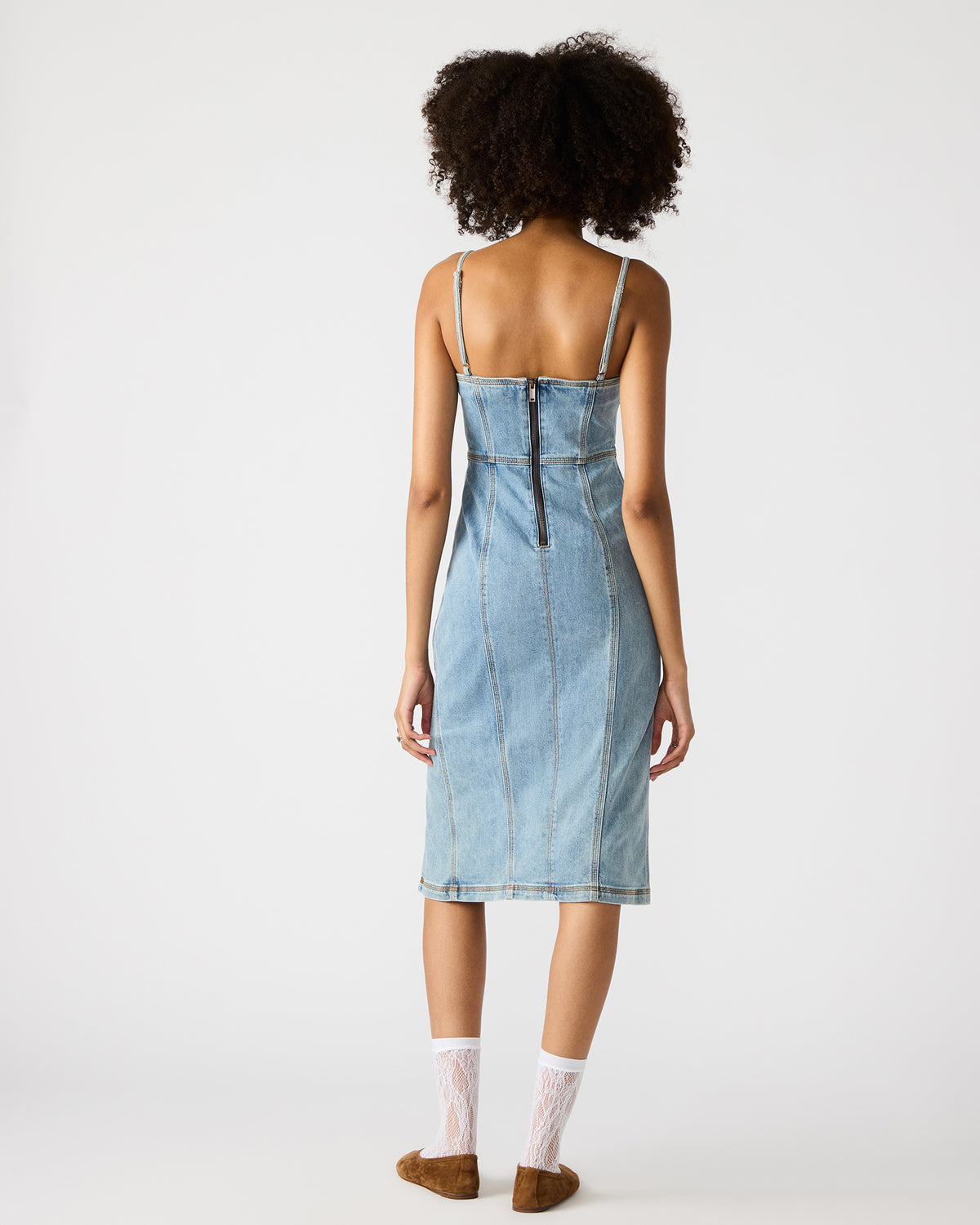 GISELLE Denim Midi Women's Dress with Slit