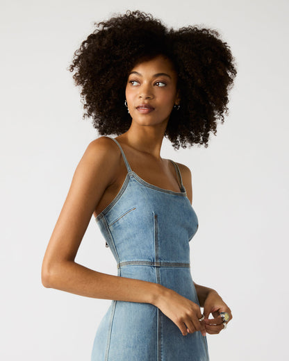 GISELLE Denim Midi Women's Dress with Slit