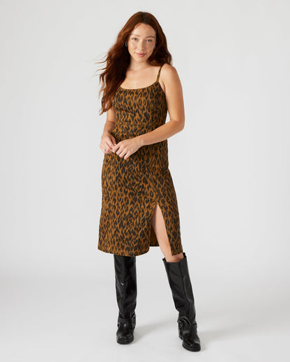 GISELLE Leopard Women's Midi Women's Dress with Slit