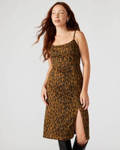 GISELLE Leopard Women's Midi Women's Dress with Slit