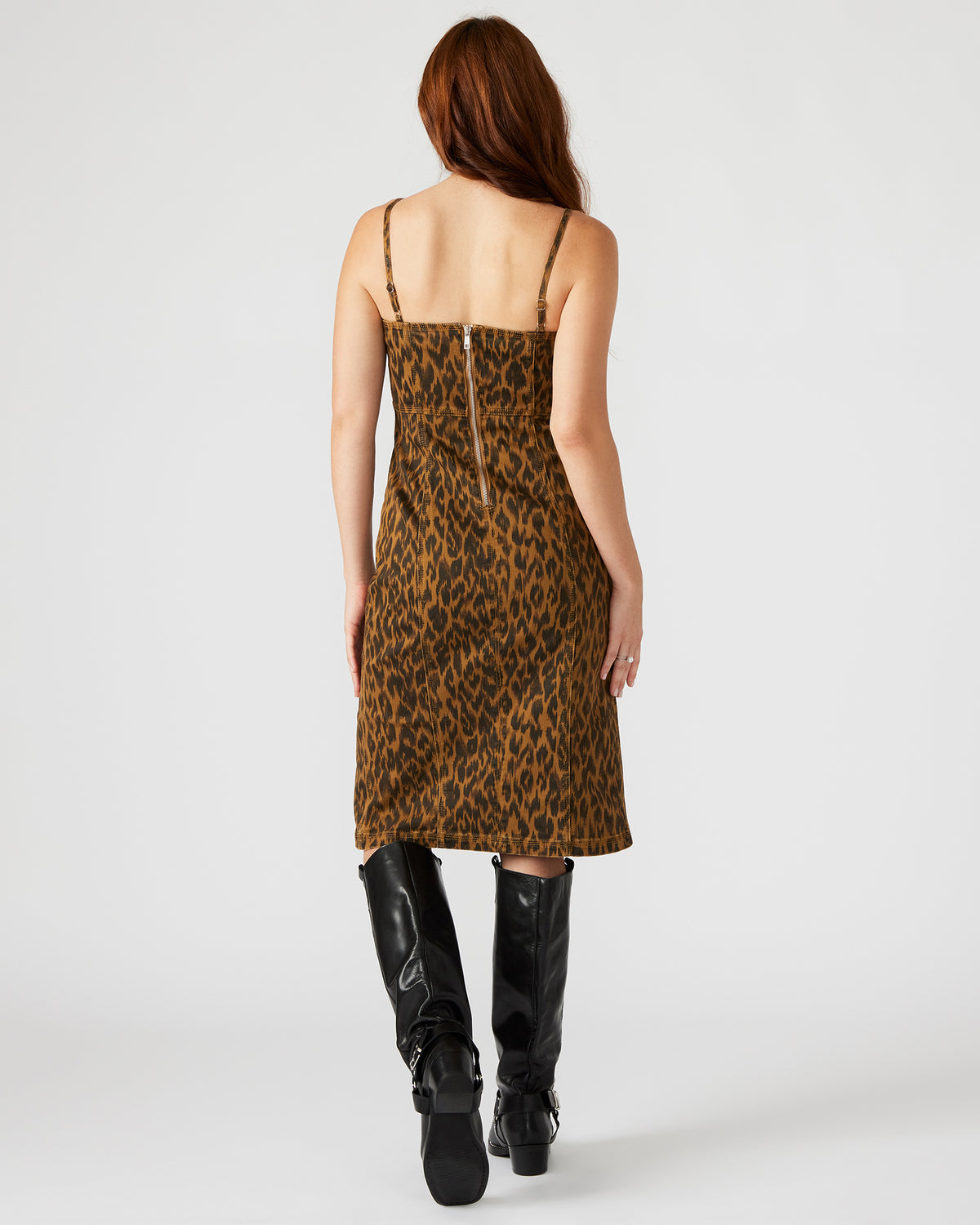 GISELLE Leopard Women's Midi Women's Dress with Slit