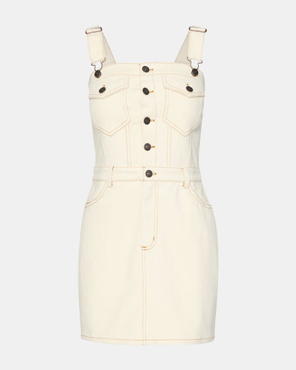 LAKE Cream Women's Button-Up Overall Mini Dress