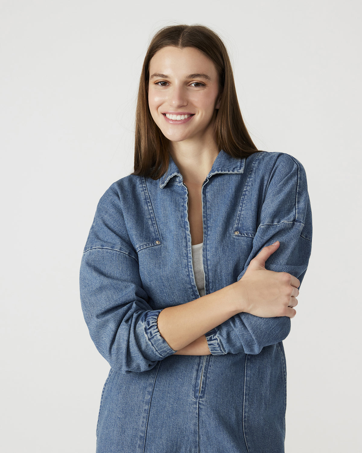 TRISTA Denim Women's Long-Sleeved Jumpsuit
