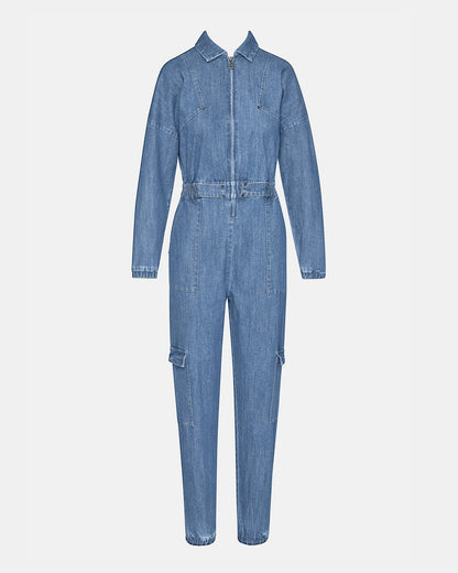 TRISTA Denim Women's Long-Sleeved Jumpsuit