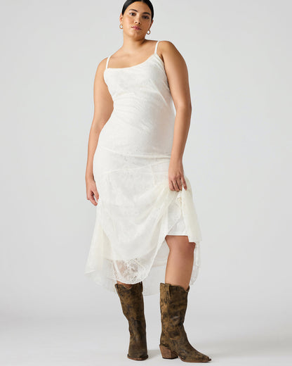 VEERA White Maxi Lace Flowy Women's Dress