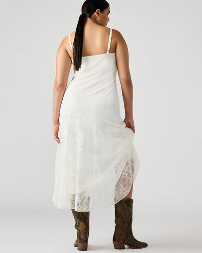 VEERA White Maxi Lace Flowy Women's Dress