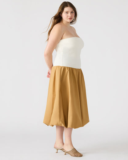 OLIVER Taupe Women's Strapless Midi Bubble Dress