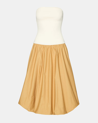 OLIVER Taupe Women's Strapless Midi Bubble Dress