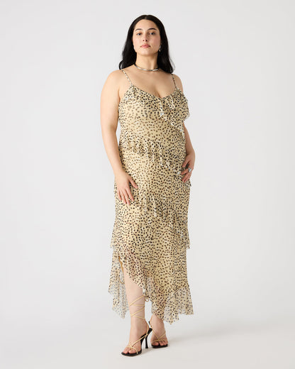 AIDA Sand Women's Flowy Sleeveless Ruffle Maxi Dress
