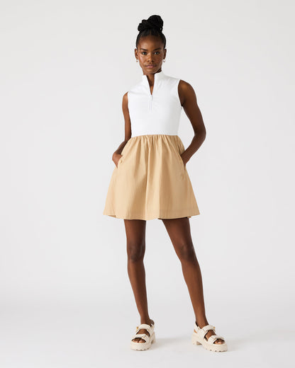 LYON Taupe Women's Collared Sleeveless Flowy Dress