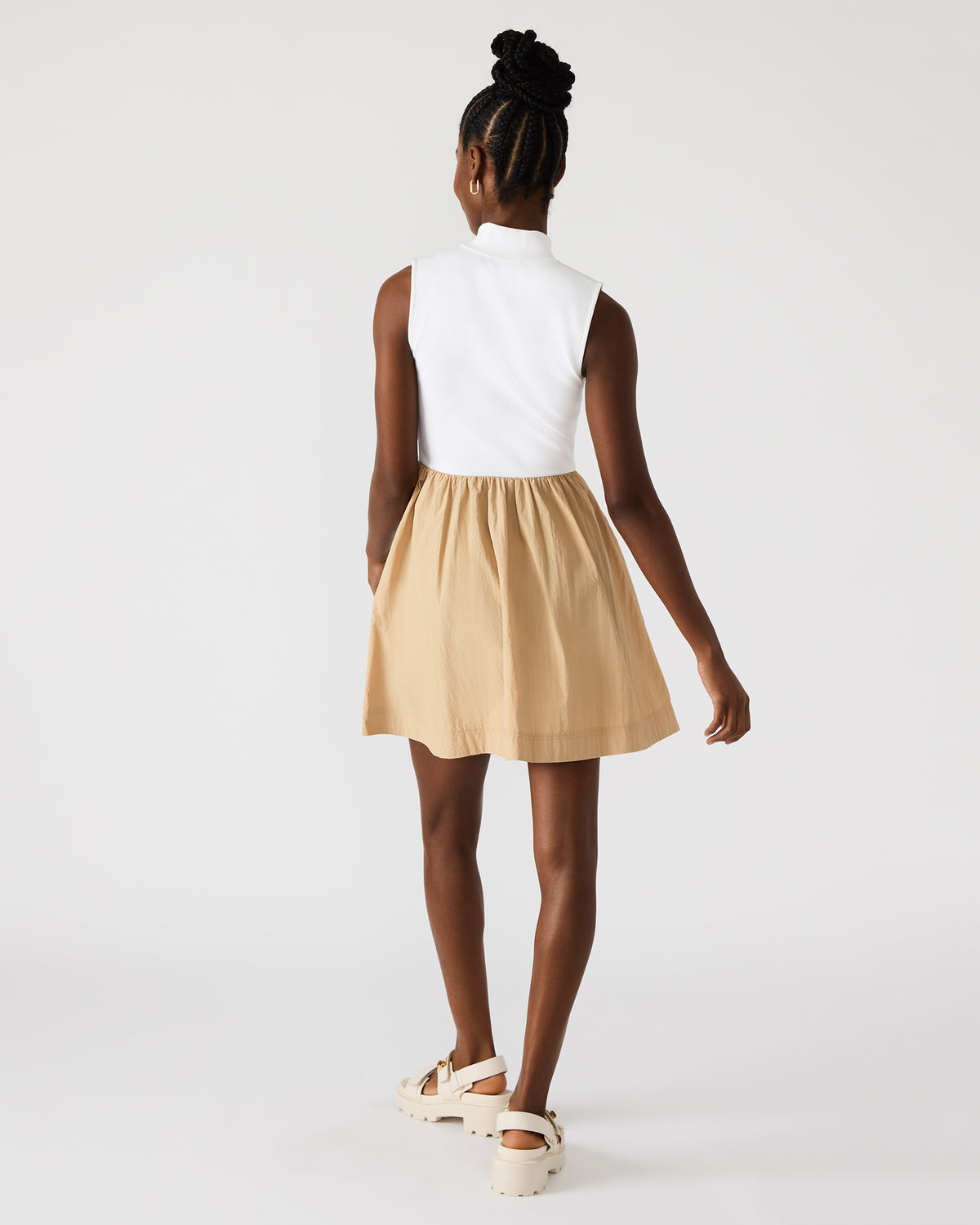 LYON Taupe Women's Collared Sleeveless Flowy Dress