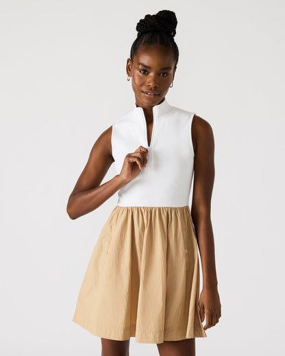 LYON Taupe Women's Collared Sleeveless Flowy Dress