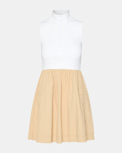 LYON Taupe Women's Collared Sleeveless Flowy Dress