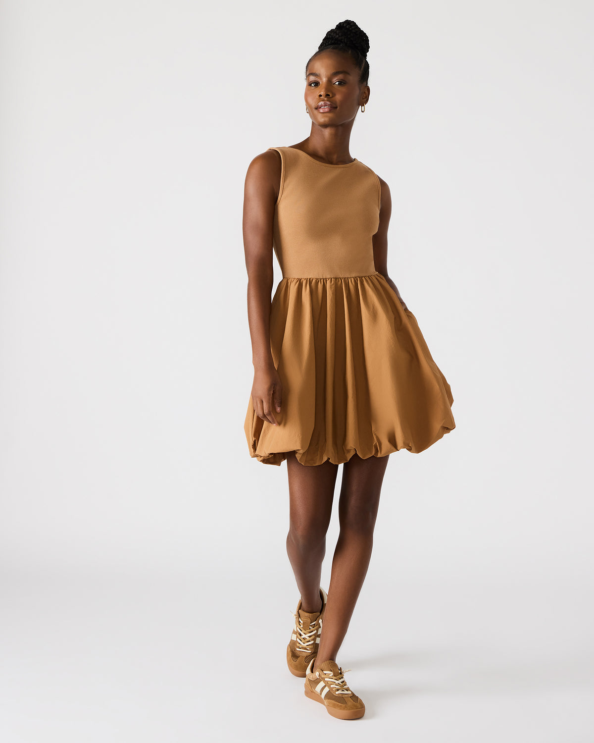 PALERMO Camel Women's Mini Bubble-Hem Dress