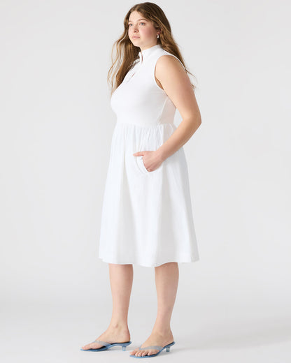 BERLIN White Women's Mock Neck Midi Dress