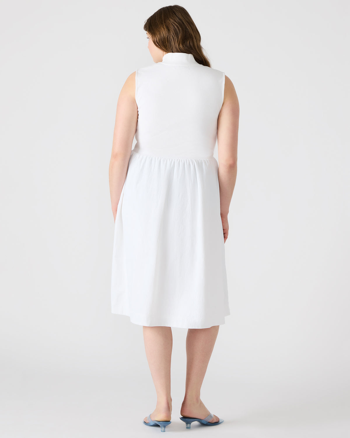 BERLIN White Women's Mock Neck Midi Dress