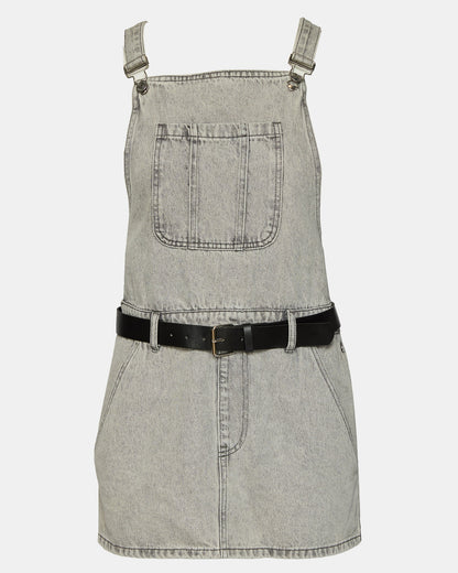 TAMIA Dress Light Grey | Women's Overall Denim Mini Dress