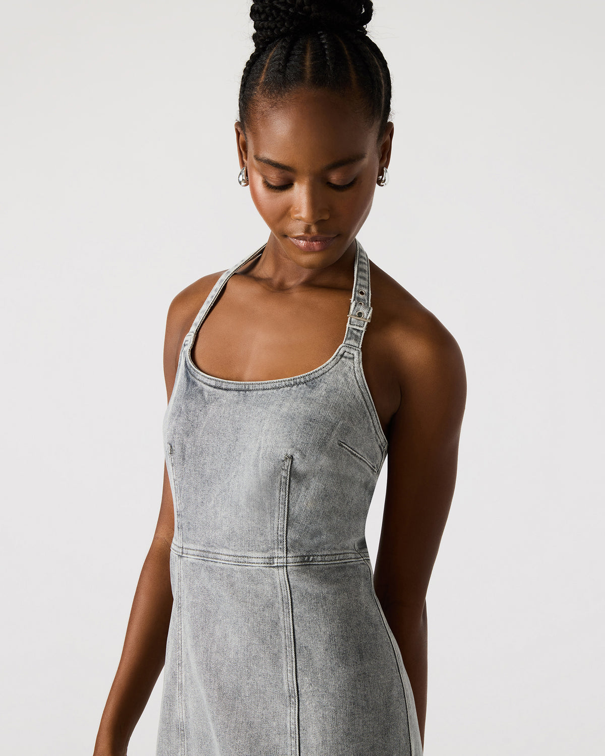 GIA Light Grey Women's Denim Midi Dress