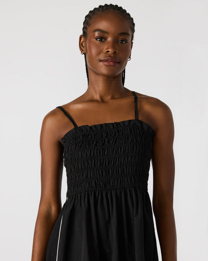 KIT Dress Black/White Flowy Smocked Striped Maxi Dress