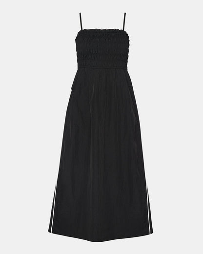KIT Dress Black/White Flowy Smocked Striped Maxi Dress