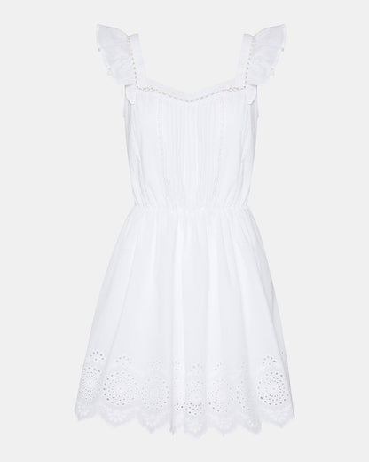 ASTRA Dress White | Women's Eyelet Trim Mini Dress