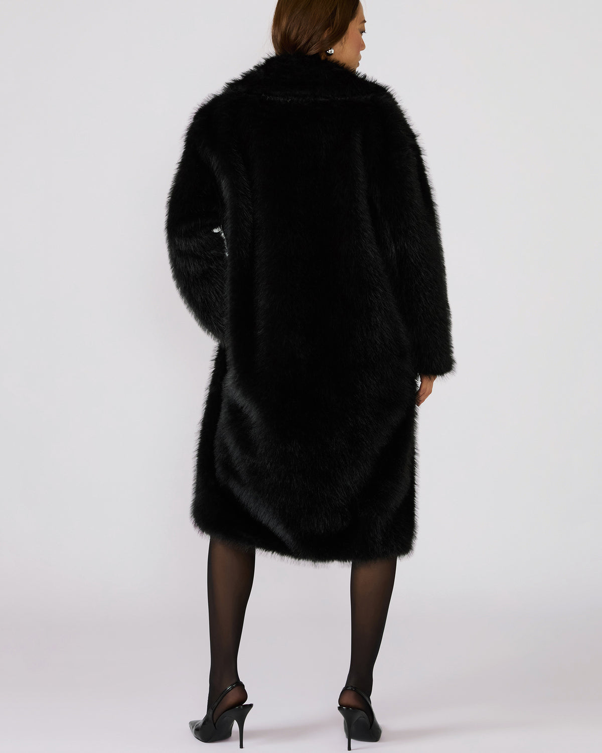 LARKIN Black Long-Sleeved Faux Fur Women's Coat