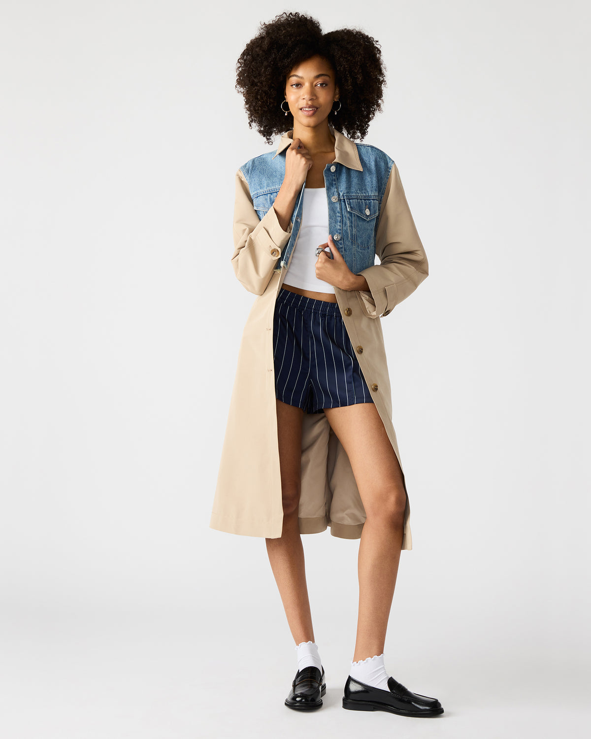 SORAYA Denim Multi Women's Long-Sleeved Button-Up Coat