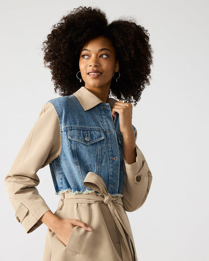 SORAYA Denim Multi Women's Long-Sleeved Button-Up Coat