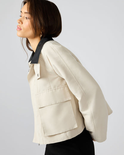JUSTINA Barn Oatmeal Long-Sleeved Button-Up Women's Jacket