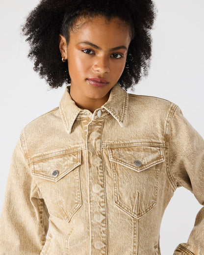 PARC Cafe Au Lait Long-Sleeved Button-Up Denim Women's Jacket
