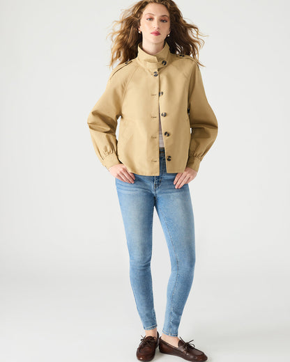 KAYLEE Medium Khaki Long-Sleeved Button-Up Women's Jacket