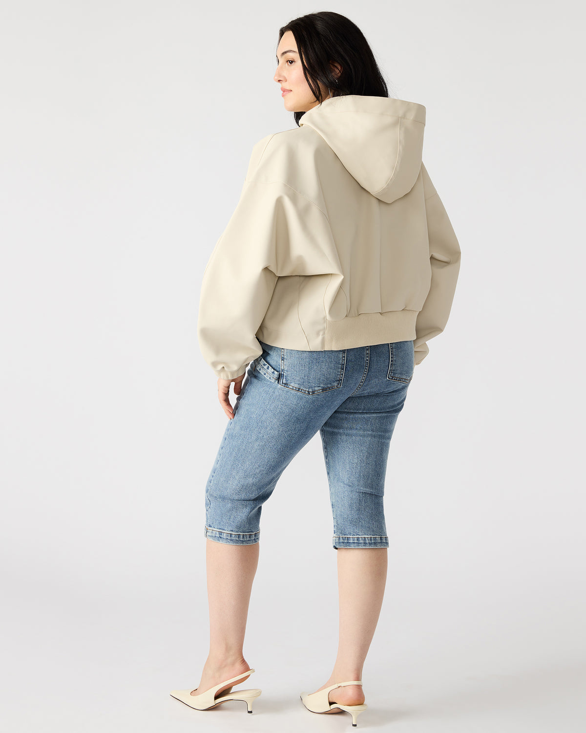 LUMI Bone Women's Faux Leather Hooded Jacket