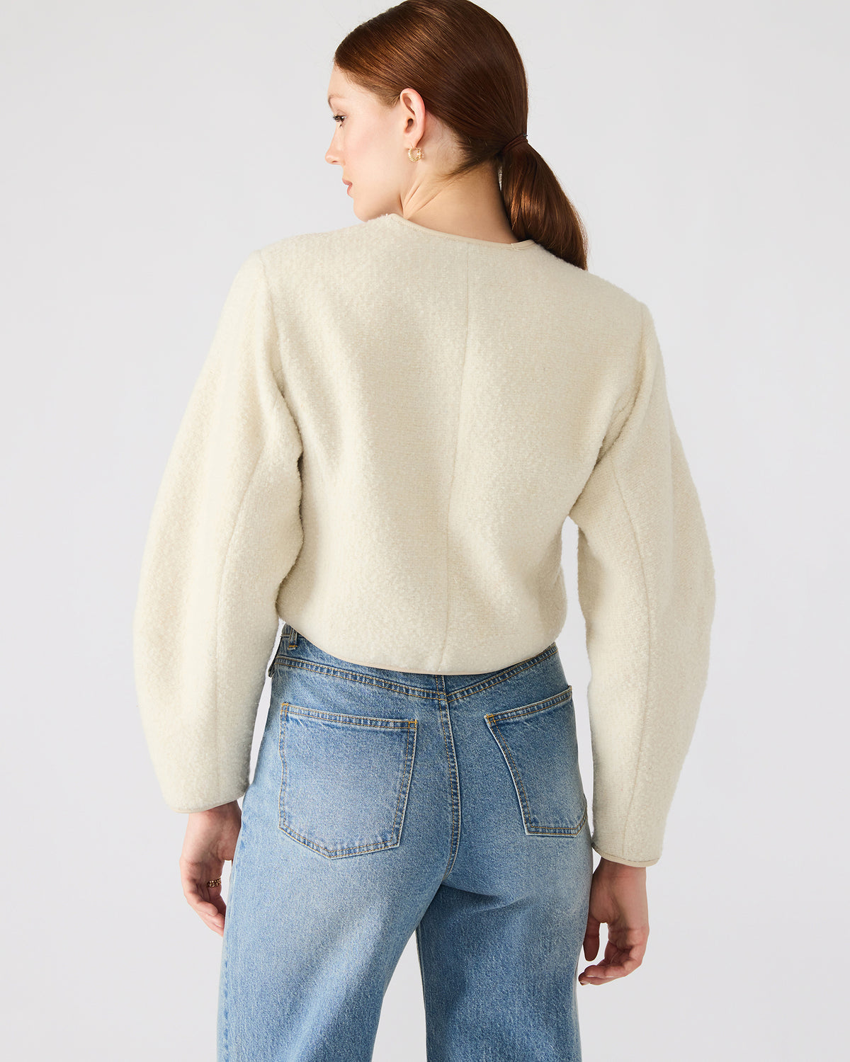 EMILI Cream Long-Sleeved Bubble Button-Up Women's Jacket