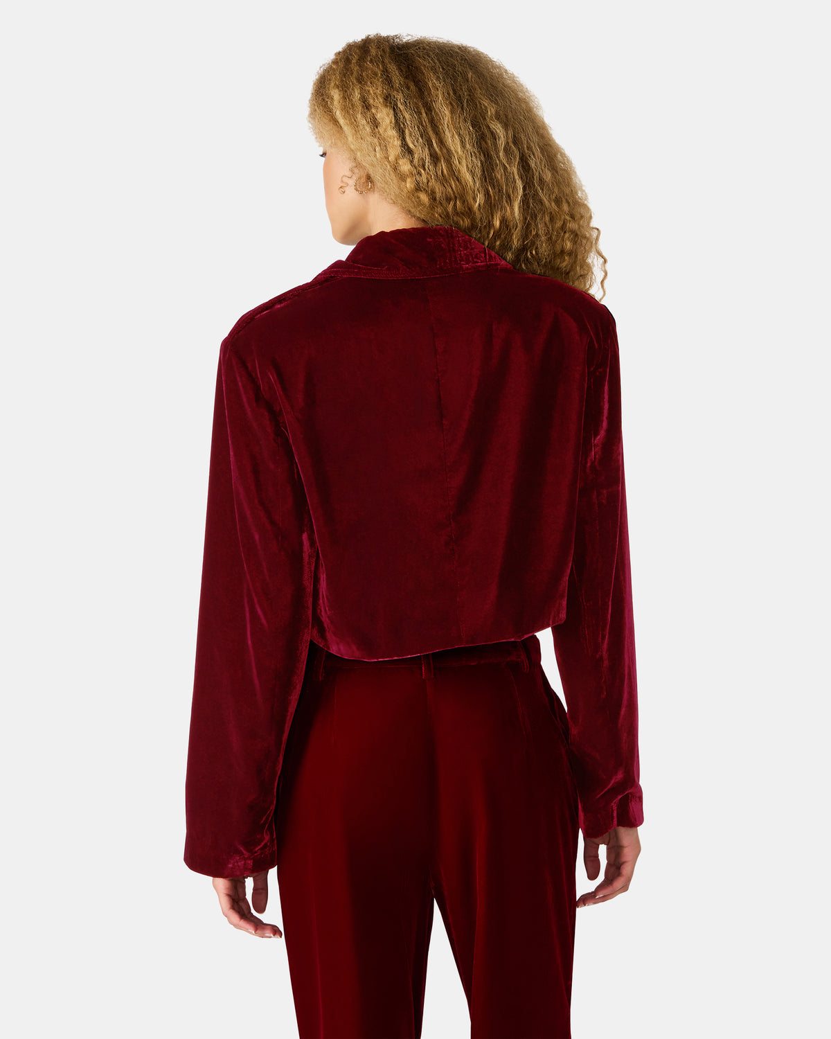 TONIA Red Velvet Button-Up Long-Sleeved Women's Blazer Jacket